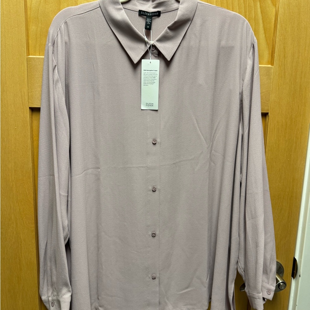 Eileen Fisher Silk Pink Blouse NWT